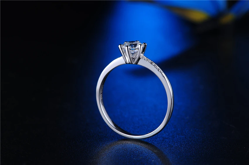 Интенс довольно 0.6Ct 5,5 мм круглой огранки G-H синтетический Бриллиант Кольцо Настоящее 925 пробы Серебряное кольцо Роскошный Качество Jewel