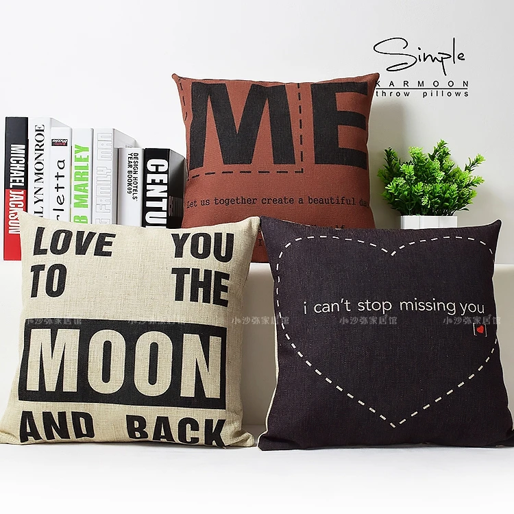 Наволочка для подушки Love льняная наволочка с надписью You to the Moon и изображением
