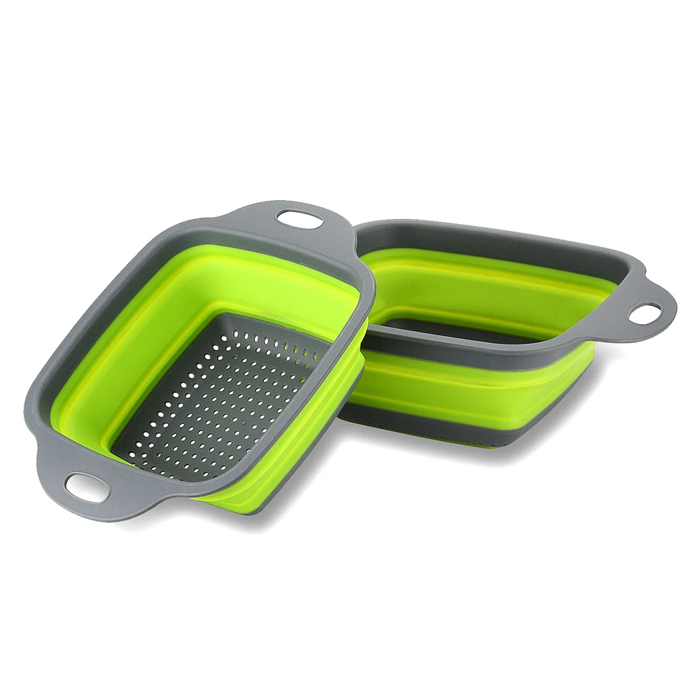 Foldable Silicone Colander Fruit Vegetable Washing Basket Strainer Strainer Collapsible Drainer with Handle Kitchen Tools