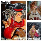 Алмазная живопись, Милая Полная девушкаженщина 5D, сделай сам, квадратнаякруглая дрель, строительные комплекты, вышивка крестиком для домашнего декора