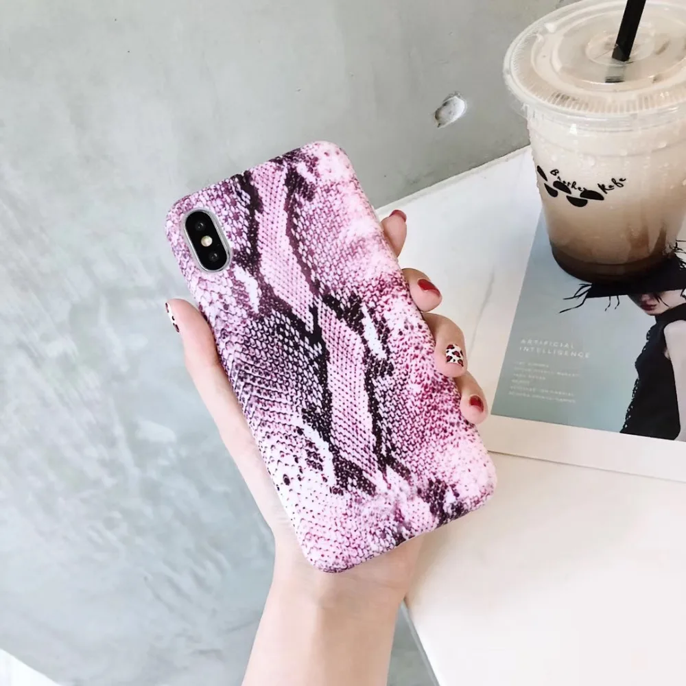 Fashion INS Snake Skin Texture Photo Matte IMD Soft TPU Phone Case For Apple iPhone X XS Max Xr 7 8 6 6s Plus Coque Cover Fundas |