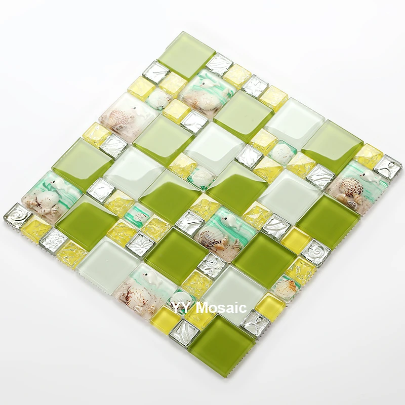 2017 новая пасторальная свежая зеленая белая ракушка из смолы Хрустальная