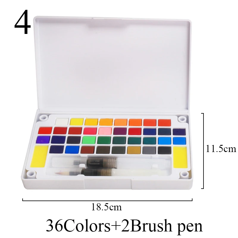 36colors Bolunsi 12/18/24/36 Цвета твердый пигмент набор красок воды Цвет с Кисть Акварельная ручка для художественные принадлежности - Цвет: 36colors