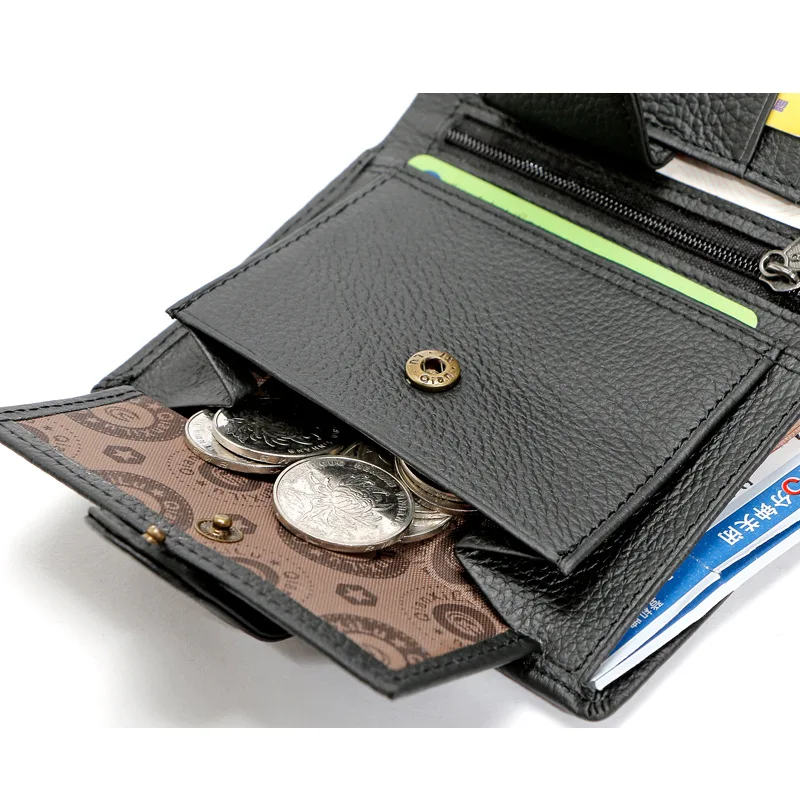 Мужской кошелек из натуральной коровьей кожи классический черный с отделением