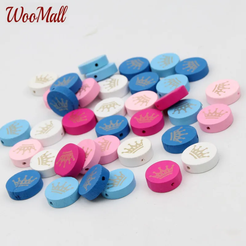 30 шт. деревянные бусины 20 мм разноцветные Круглые в форме короны для