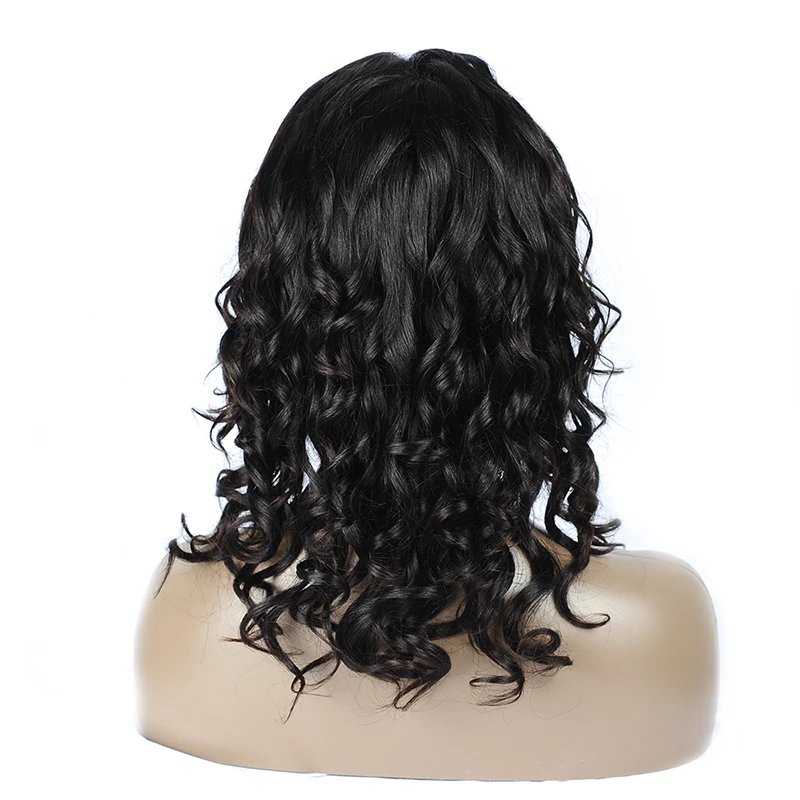 Remyblue Full Lace Wigs Human Hair with Baby Natural Black Peruvian Wig for Women Remy Short Curly Bob | Шиньоны и парики