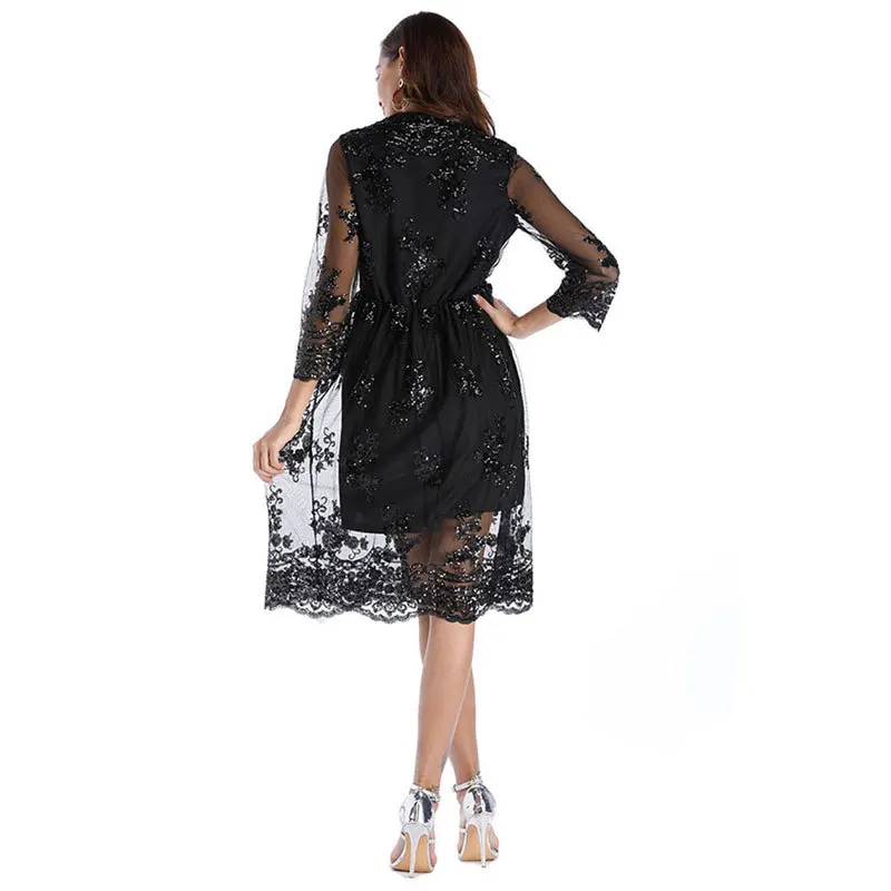 Fitaylor летнее Сетчатое кружевное сексуальное платье женские модные элегантные