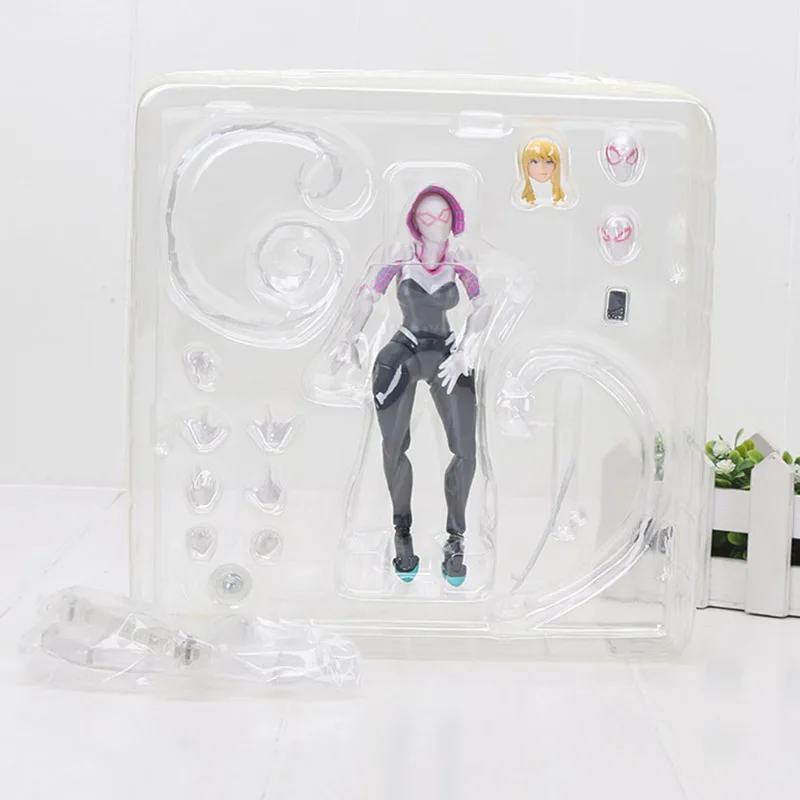 spider gwen no box Revoltech серии Marvel Мстители Endgame Железный человек паук яд Росомаха Капитан Америка Магнето фигурка модель игрушки - Цвет: spider gwen no box