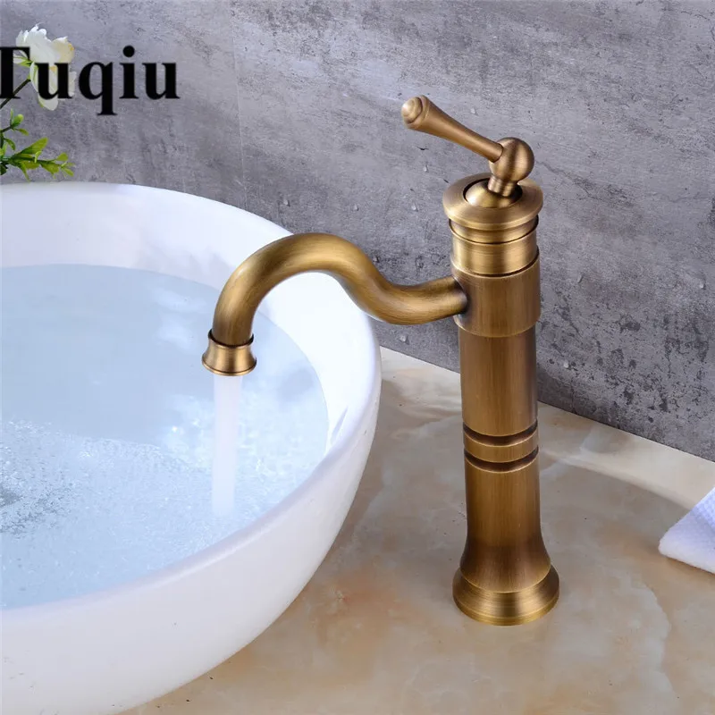 Высокий смеситель для ванной комнаты латунный античный туалета кран горячей и