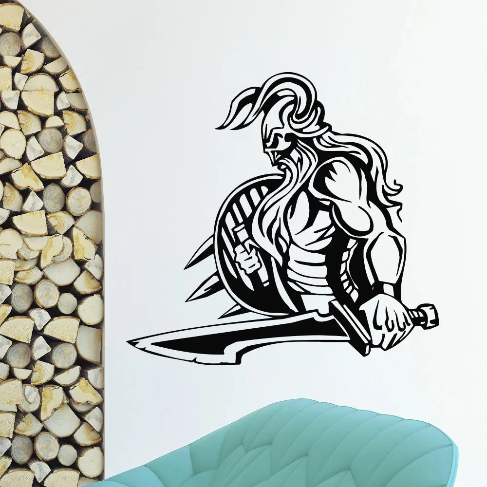 Наклейка на стену виниловая наклейка древний воин VIKING скандинавский Декор|vinyl