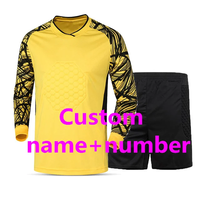 Custom name number Мужская короткая Футбольная форма вратаря набор быстросохнущая голкиперская форма с длинным рукавом костюм-униформа - Цвет: Custom name number