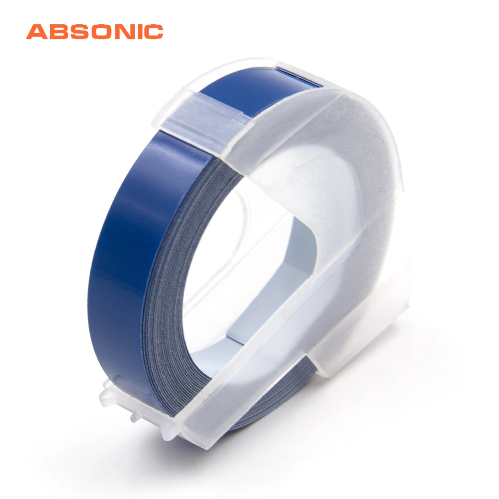 Absoonic 9 мм белый на синем кассета для Dymo тиснения этикеток картриджи 3D пластиковые