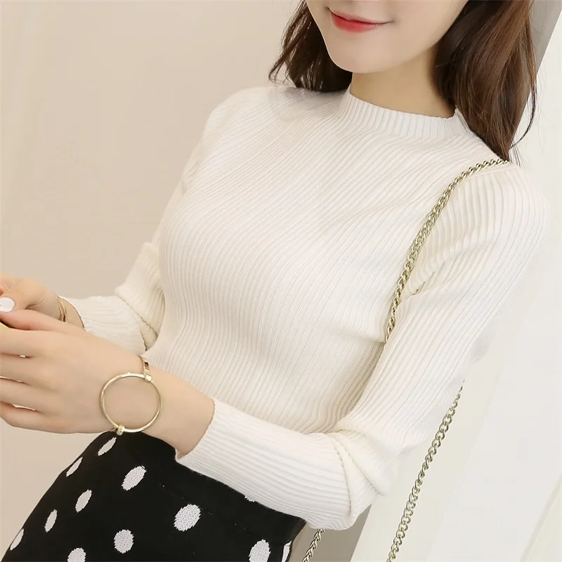 

Autumn Winter High Elastic Sweaters Women 2020 New Slim Bottoming Pullovers Ladies Turtleneck Striped Knitted Tops Female Jumper