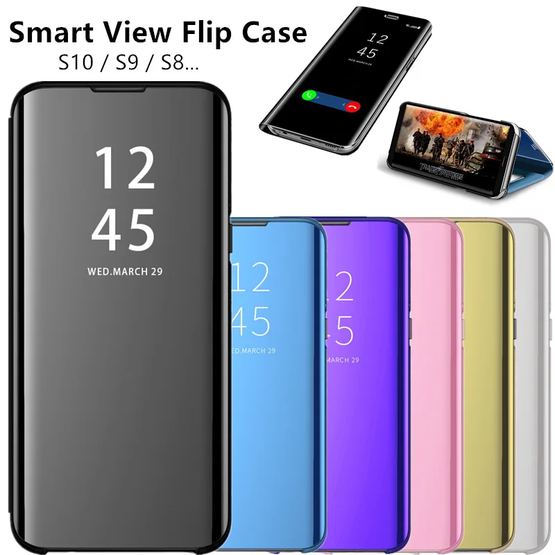 Умный прозрачный зеркальный чехол для Samsung Galaxy S10 S9 S8 Plus lite Note 9 8 S7 S6 Edge J8 J6 A9 A8 A6 2018