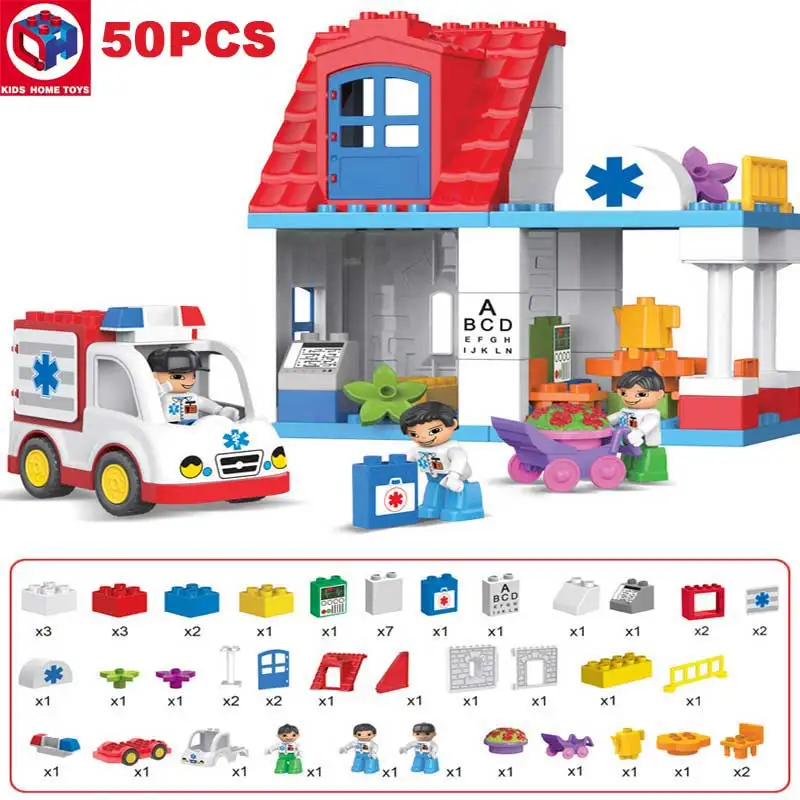 Детские домашние игрушки Duploe большие частицы городской больницы Duplo строительный блок городской Доктор Медсестры фигуры кирпичные игрушки Совместимые Duploe