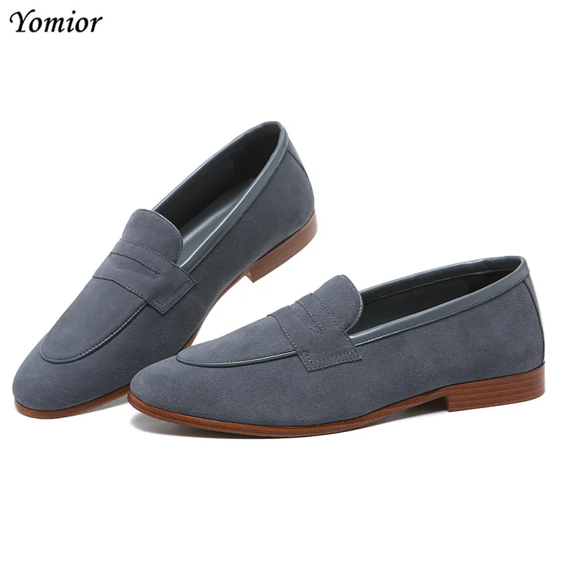 

Yomior Spring Summer Cow Leather Men Dress Shoes Slip-On Italian Formal Flats Loafers Fashion Male Wedding Shoes Zapatos Hombre