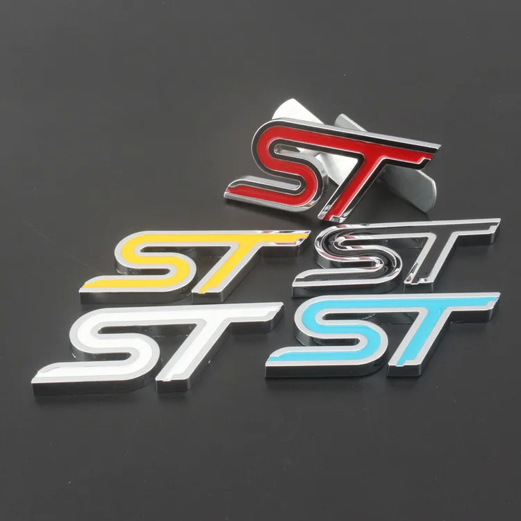 Из Металла красные синие ST Передняя решетка Стикеры головки автомобиля гриль