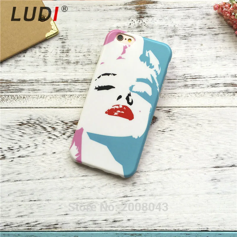 LUDI High Quality Sexy lady Marilyn Monroe Fundas for iphone 7 7plus 8Plus IMD Frosted TPU Hipster Case 6 8 6plus x |