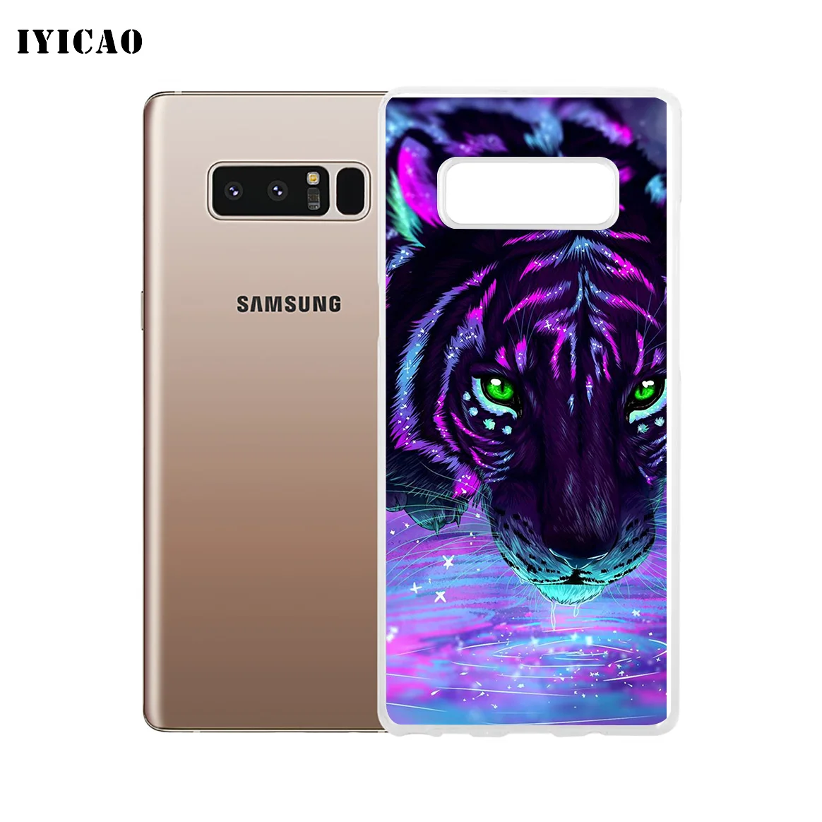 Мягкий силиконовый чехол IYICAO с неоновым тигром для Samsung A5 A6 Plus A7 A8 A9 J3 J5 J7 Note 8 9 из