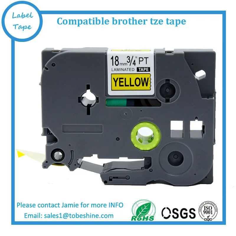 

Free shipping 5 pcs/lot Compatible p touch laminated tze 641 tz641 tz 641 tape 18mm Black on Yellow tze Tape tze641
