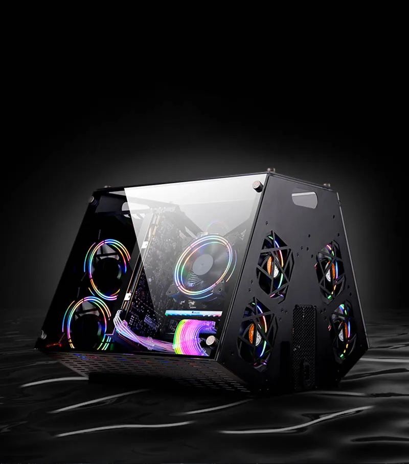 DIY стальной чехол для компьютера matx прозрачное стекло настольное шасси коробка Micro ATX Hands-on сборка для геймеров части ПК