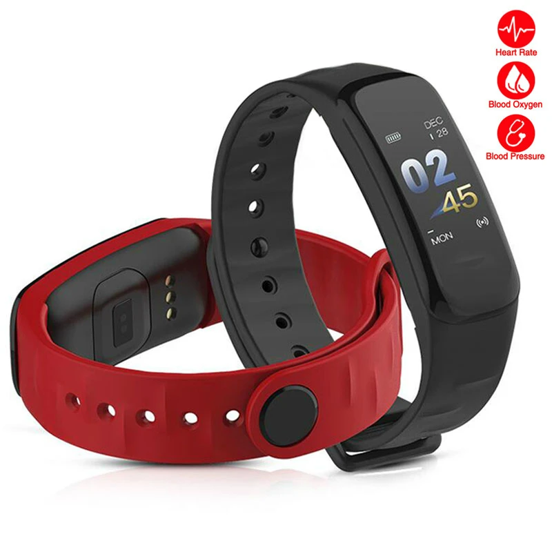 2019 Smart Band C1Plus Blood Pressure Fitness Tracker Heart Rate Monitor Women Bracelet Black Men Watch for Sport Climbing | Электроника