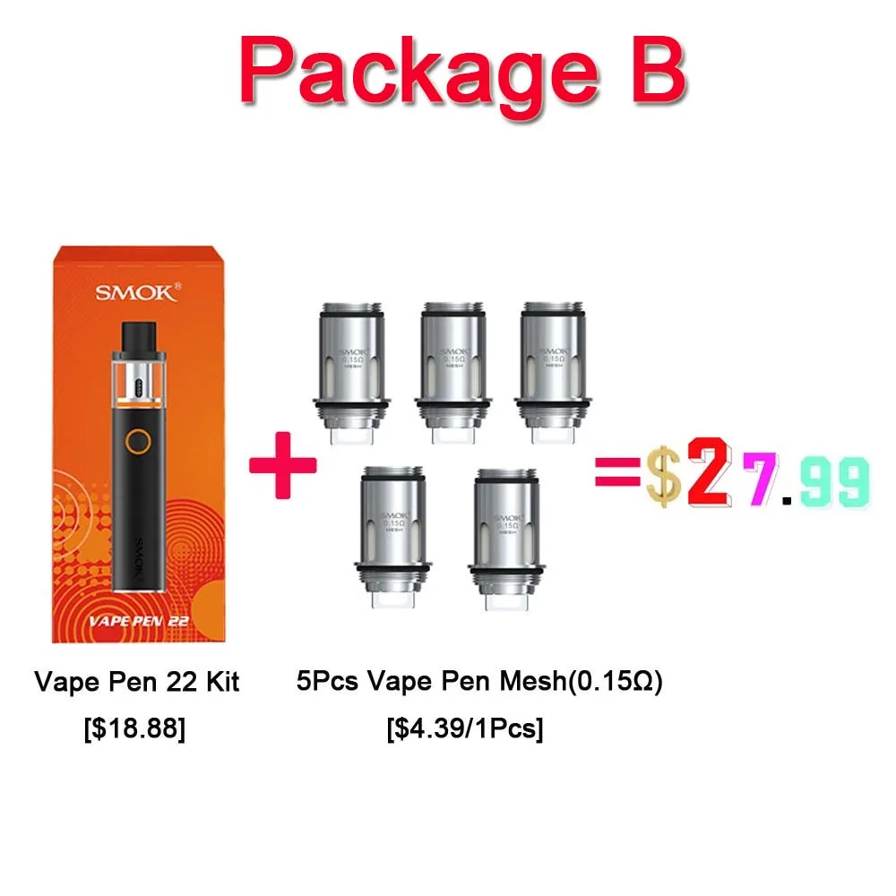 SMOK Vape Pen 22 комплект 1650 мАч встроенный аккумулятор светодиодный индикатор