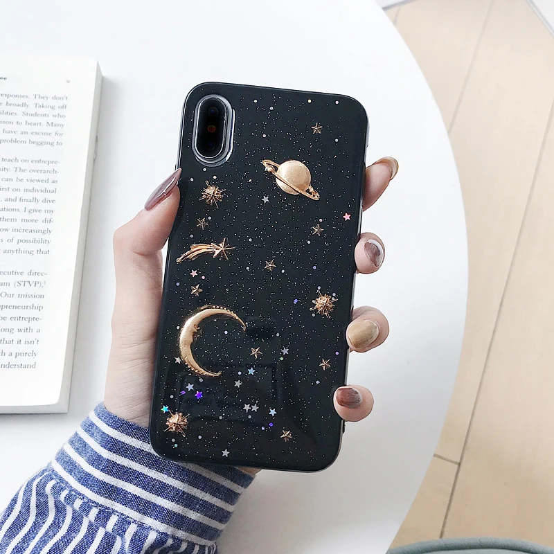 GlamPhoneCase Glitter Starry Moon Phone Case For iPhone XS Max XR X 8 7 6S 6 Plus Soft Back Cover |