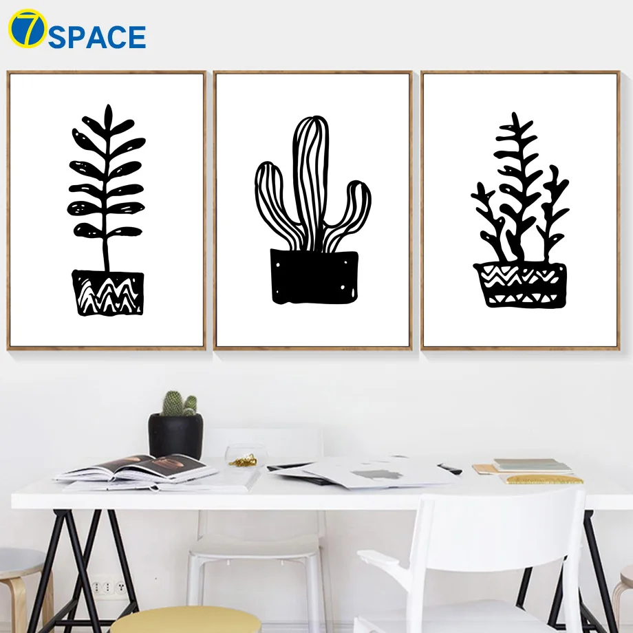 

Cactus Leaf Posters And Prints Canvas Painting Black And White Wall Art Print Nordic Poster Wall Pictures For Living Room Decor