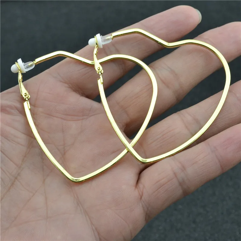 gold clip 5.5cm Клипсы на ухо с подушечкой, серьги для женщин, без пирсинга, без отверстия, модные ювелирные изделия, золото, серебро, сердце, женские серьги - Окраска металла: gold clip 5.5cm