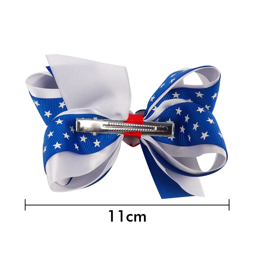 

ncmama 2 Pcs/lot 4th of July Hair Bows for Girls USA Independence Day Hair Clips Hairgrips Kids Handmade Party Hair Accessories