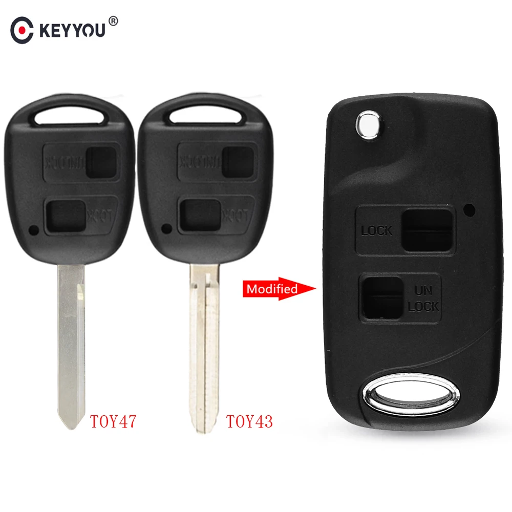 Раскладной чехол KEYYOU с 2 кнопками и дистанционным управлением для Toyota RAV4 Avalon Yaris