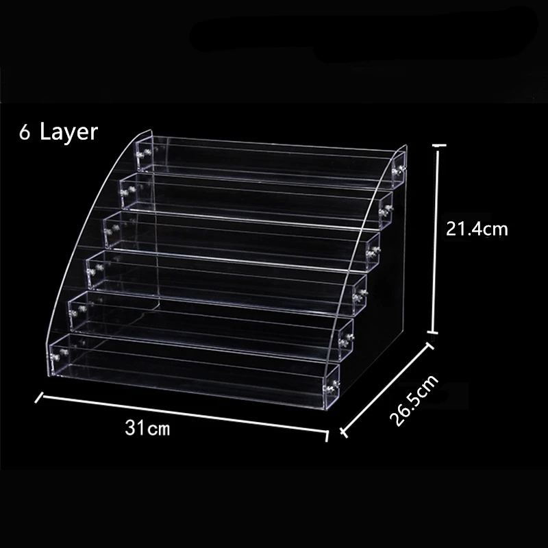 6 Layers Акриловый для косметики лак для ногтей стойка Дисплей держатель пластиковый ящик Стенд Чехол Органайзер для помад коробочкой, дизайн ногтей дисплей - Цвет: 6 Layers
