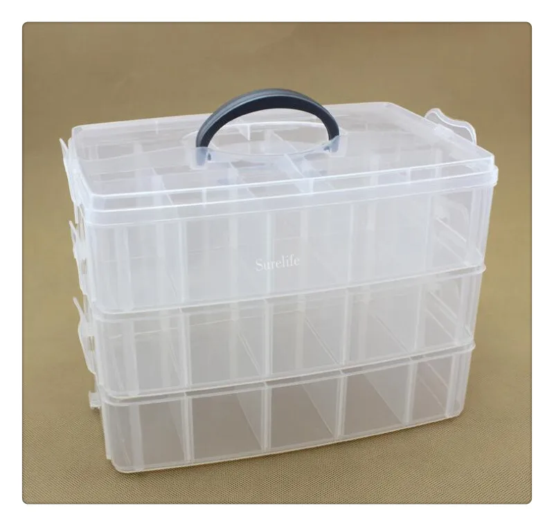 

3 Layers 30 Lattices Plastic Storage Box Storage Box Transparent Large Storage Box Jewelry Box