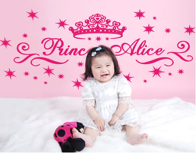 Бесплатная Доставка Розовая Принцесса Корона Стены Стикеры для Детской Комнаты