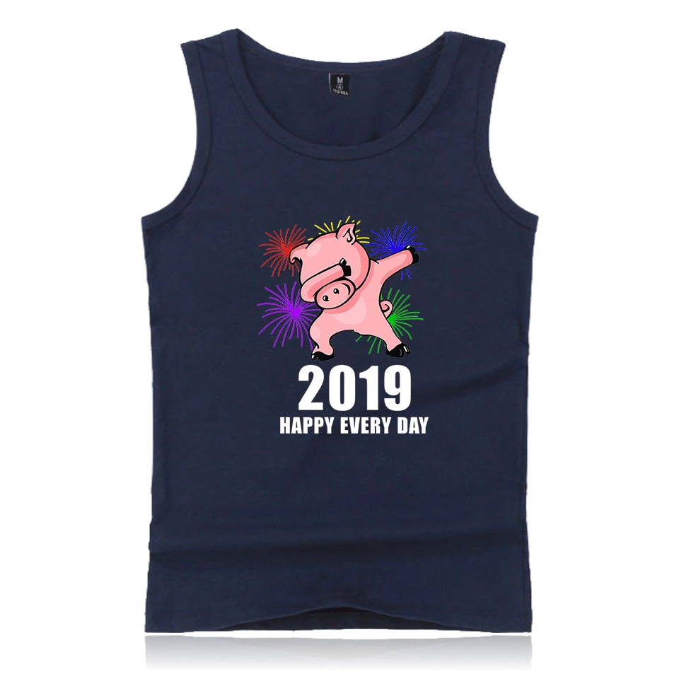 2019 Year Of The Pig Tank Shirt Men Women Funny Sleeveness Tops Print Hip Hop Youngs Summer Clothing | Мужская одежда