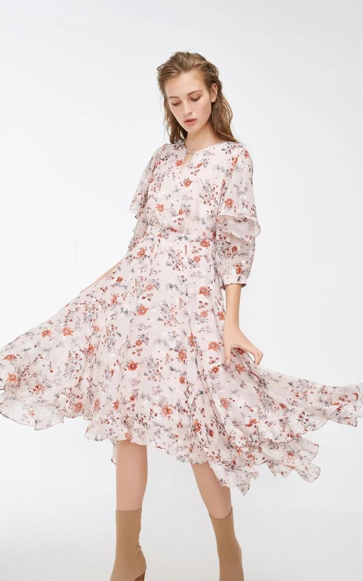 Vero Moda платье женское платье миди с вышивкой и оборками | 31847C502