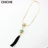 chicvie gold chain necklace gold chain with black tassel necklaces pendants jewelry for women sne160158