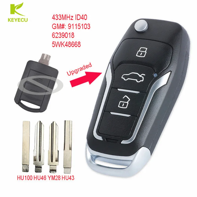 Обновленная флип кнопка KEYECU 433 МГц ID40 для Opel Corsa C Meriva A Tigra B TWIN TOP 5WK48668|Ключ от авто| |
