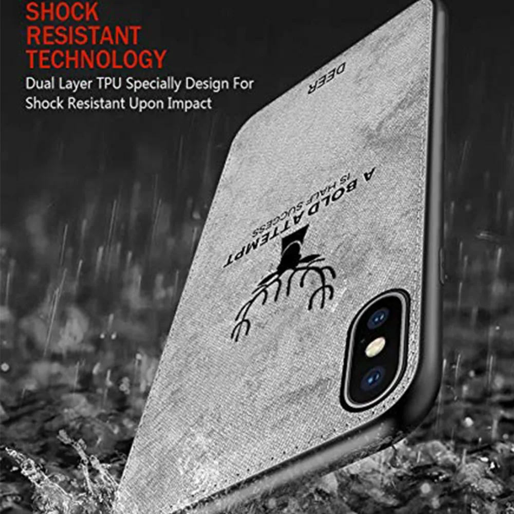 For iPhone Xs MAX Case Soft Luxury Slim Fabric Texture TPU 3D Deer Print Cloth Pattern Cover Edge Shockproof |