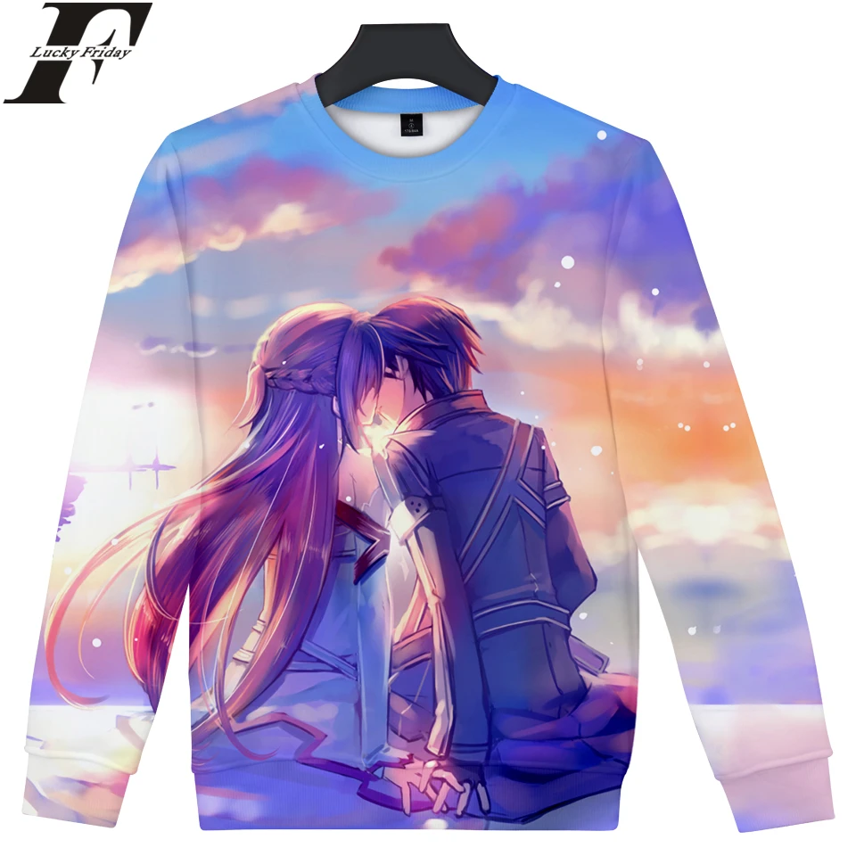 

Sword Art Online Capless Long Sleeve Sweatshirt Fashion Anime Print Casual Pullover Sweatshirt Closthes Plus Size