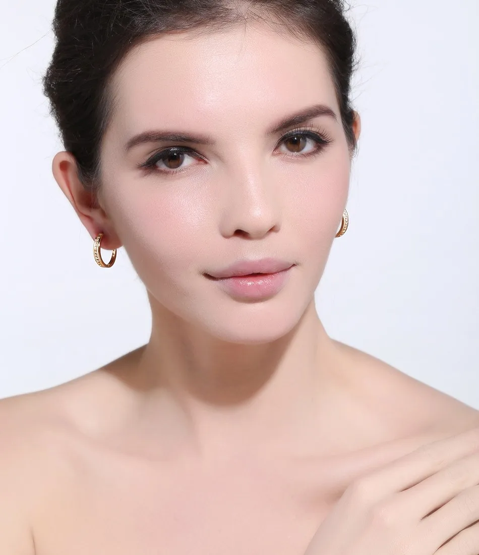 ORSA JEWELS новые модные серьги шампанского золотого и серебряного цвета, цирконий простой элемент, женские серьги круглые для женщин OME34