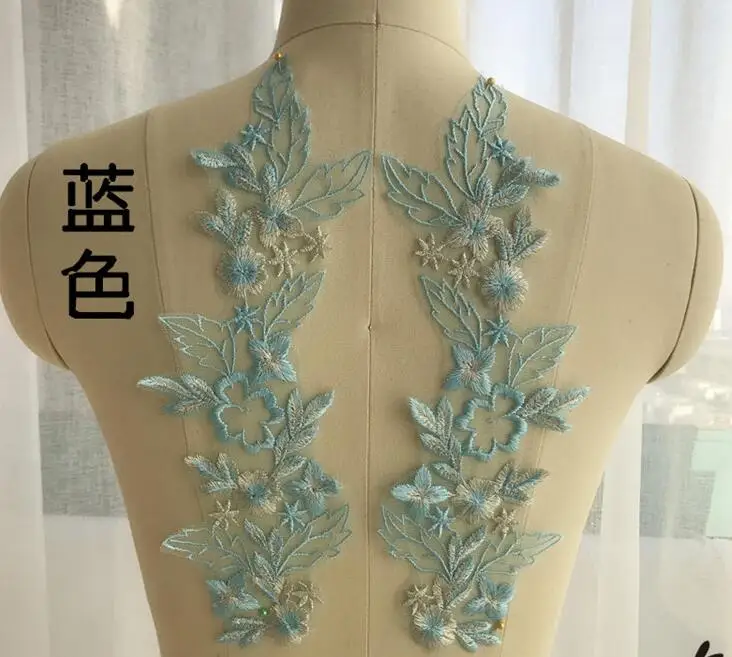 Аппликация кружевная с вышивкой 13 цветов 2 пары/4 шт.|lace trim|flower lace trimembroidered appliques |