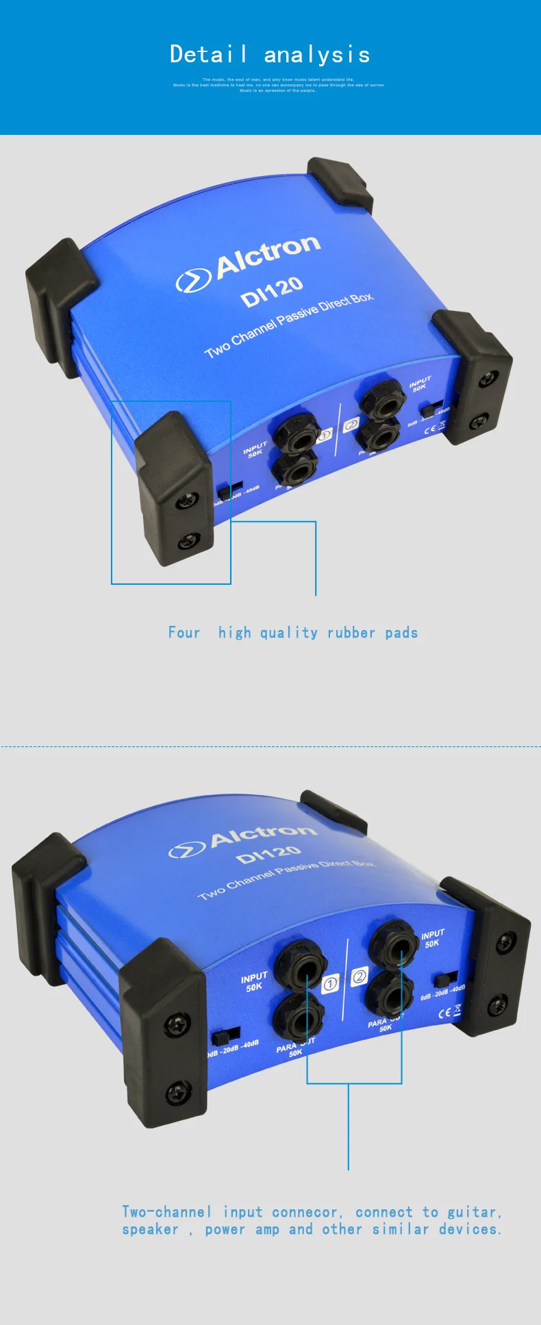 Alctron DI120 DI-120 пассивный DI box используется в гитарной записи и сцены отлично подходит для клавиатуры акустической и электрической гитары