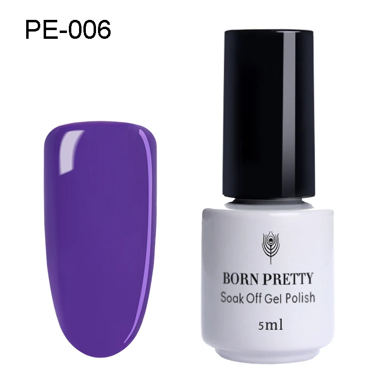 Purple 006 BORN PRETTY/УФ-Гель-лак для ногтей красного, кофейного, фиолетового цвета, много серий, чистый цвет, отмачиваемый Гель-лак для ногтей, Гель-лак для ногтей 5 мл - Цвет: Purple 006