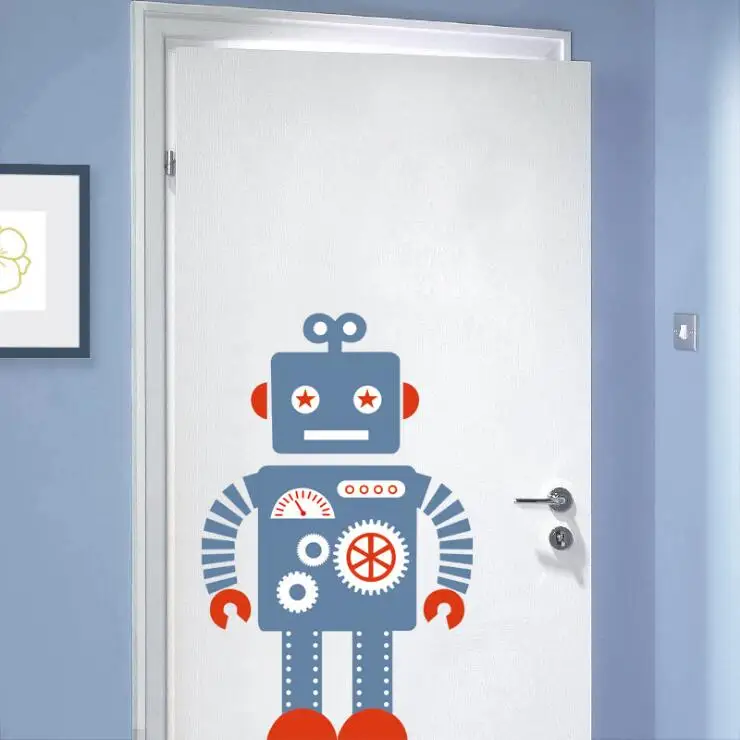 Мультяшные детские наклейки на стену с роботом для детской комнаты Детская