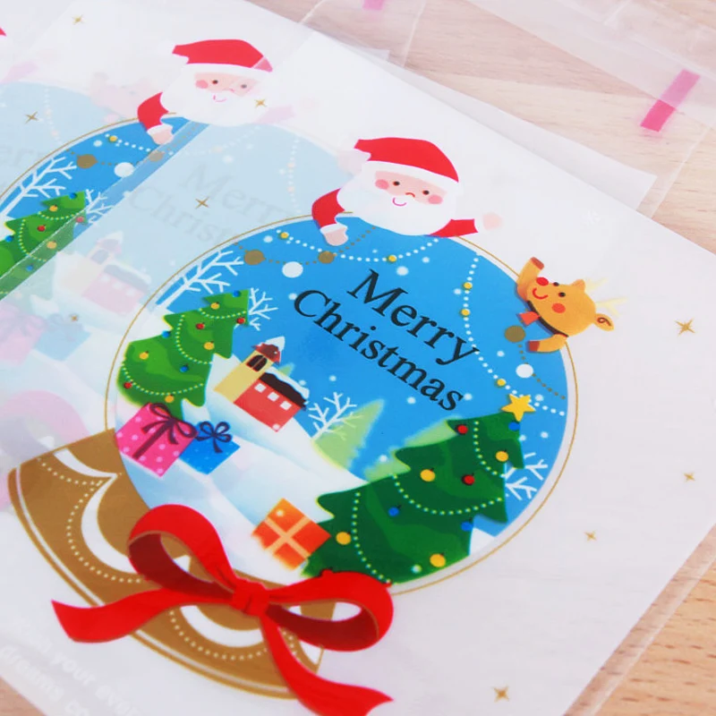 25PCS/Lot Mini Christmas Crystal Ball Kids Gift Holder Cookies Packaging Bags Wedding Bake Candy Jewelry Biscuit Plastic | Дом и сад