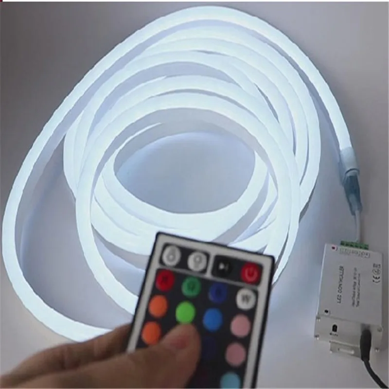 200 240В переменного тока 10 м/рулон дистанционного управления RGB Неоновая Гибкая