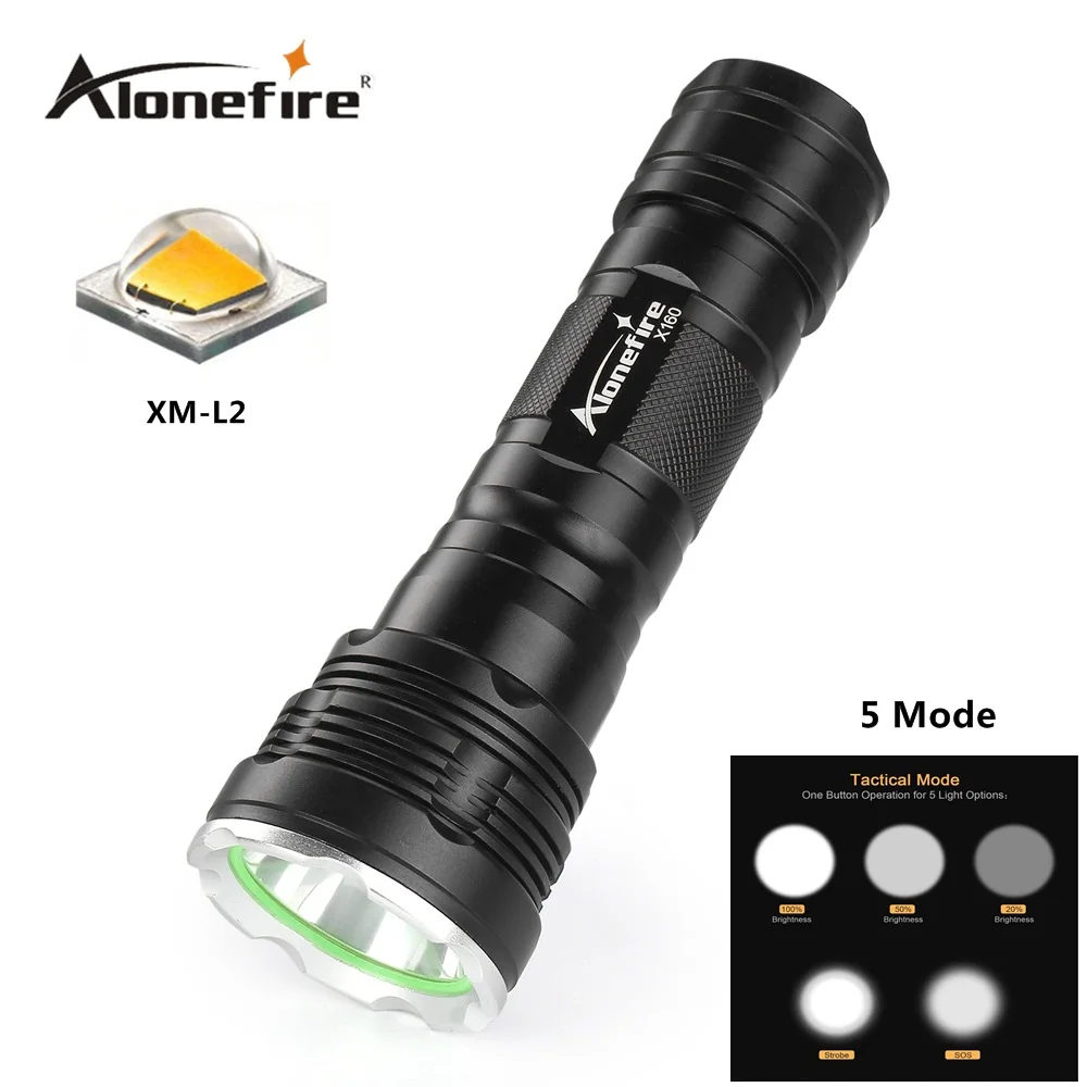 Фонарик Alonefire X160 CREE XM-L2 U3 светодиодный алюминиевый фонарик высокой мощности