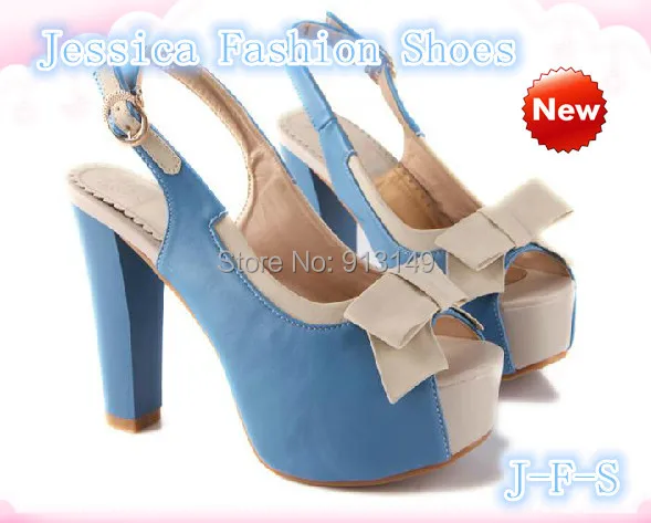 2014 NEW women fashion sexy bowtie summer peep toe high-heeled sweet sandals plug size 41 -47 free shipping | Обувь